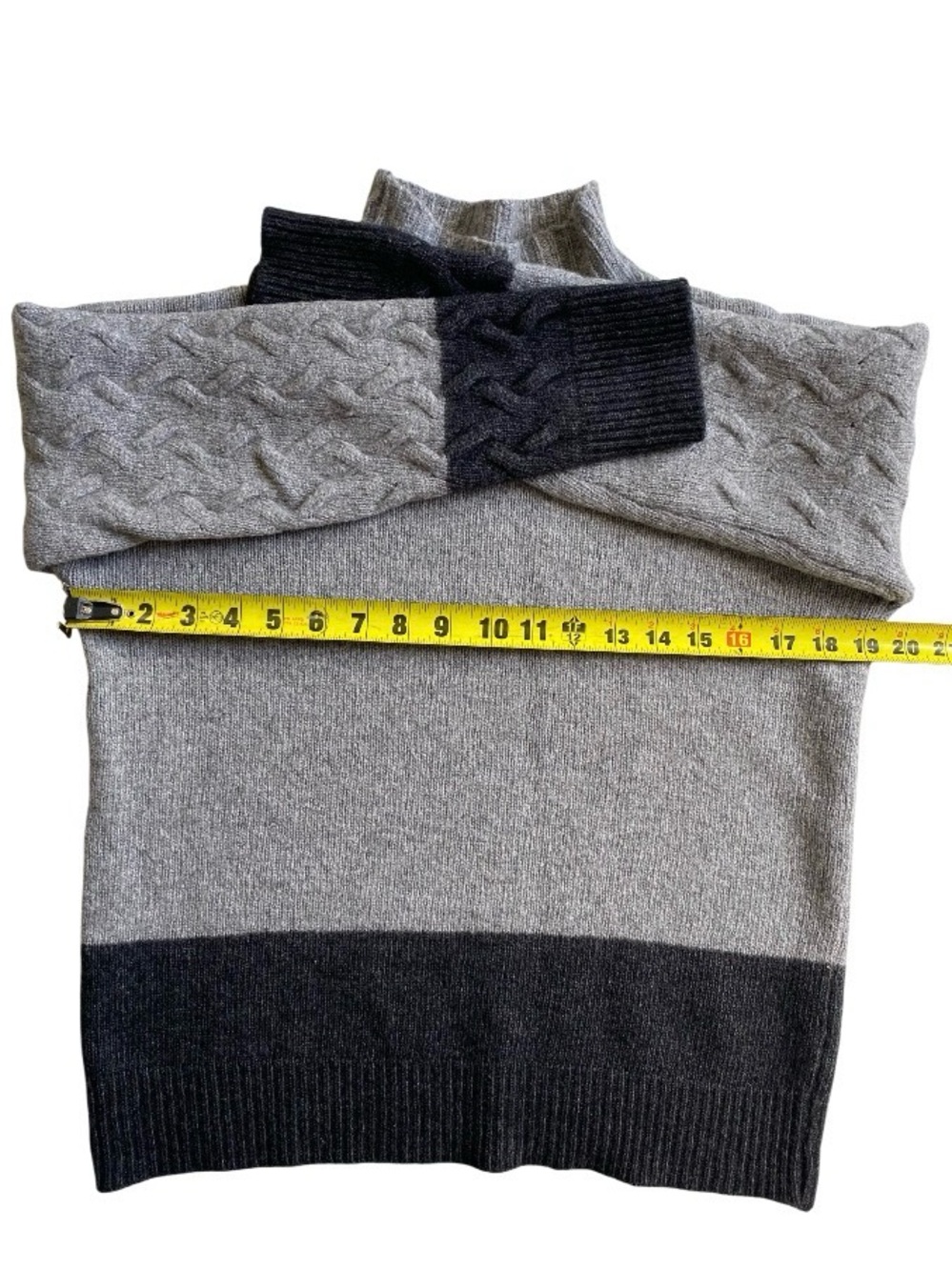Bartolini Made in Italy Gray Colorblock Mock Neck Wool Cashmere Sweater Size L - Picture 4 of 7